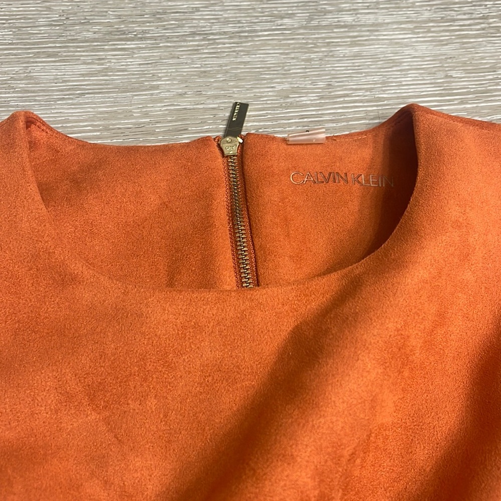 Calvin Klein suede like orange dress. Size 4